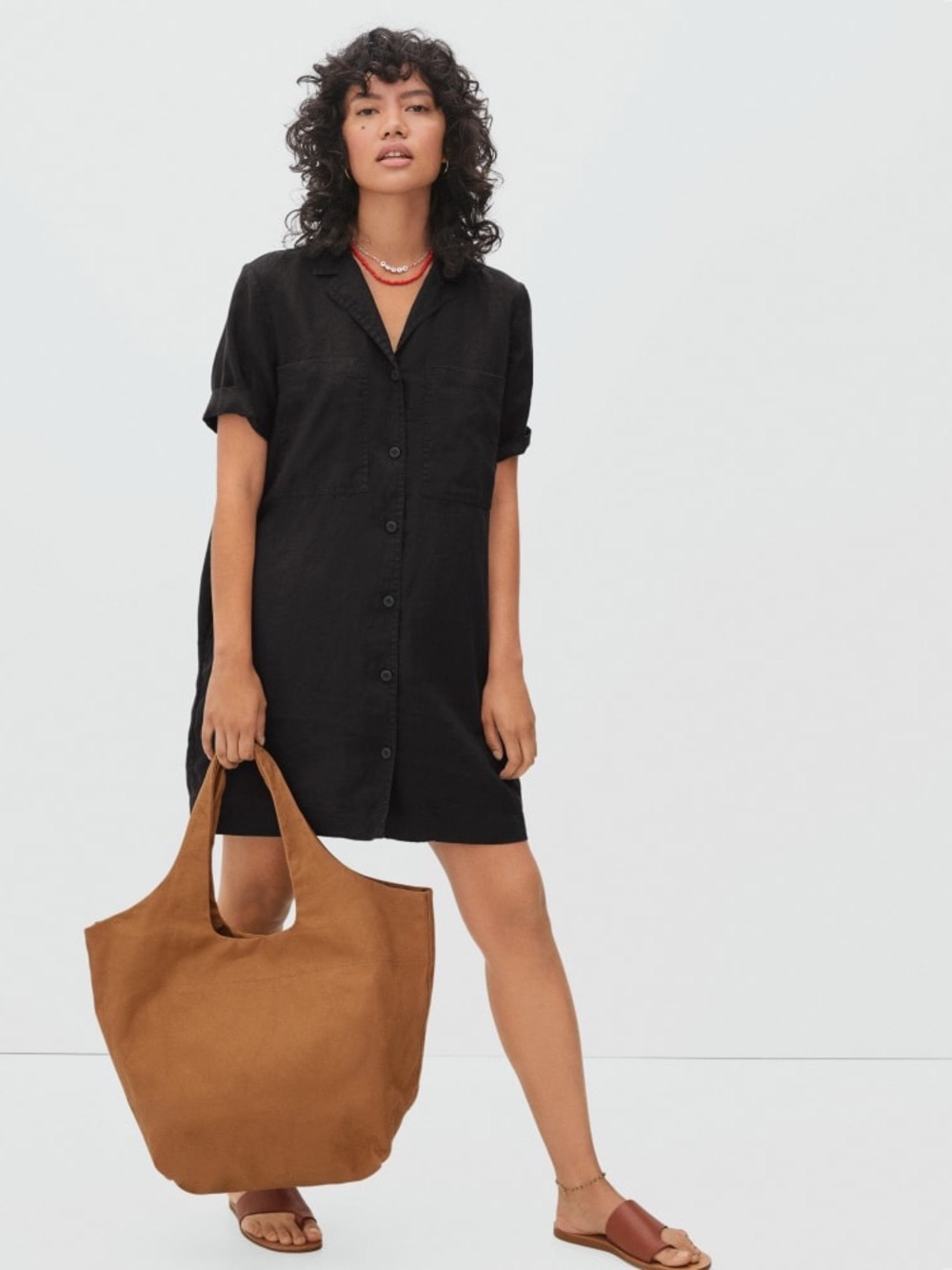 Everlane THE LINEN WORKWEAR DRESS size small black